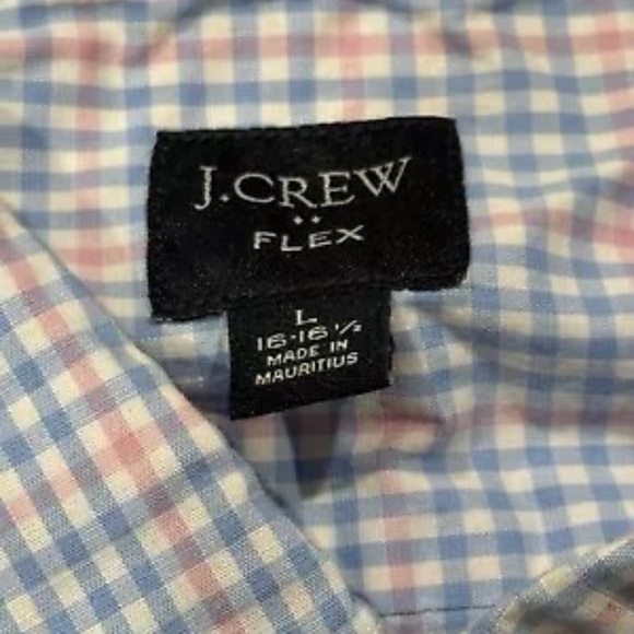 J. Crew Men’s Flex Short Sleeve Button Blue and Pink Patterned Shirt Up Size L - Picture 3 of 4